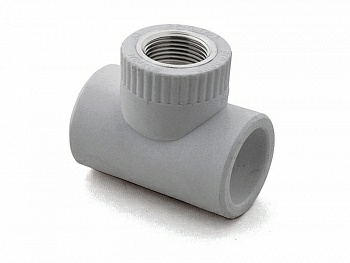Тройник комбинированный ПП с внутр. резьбой d32х1"х32 серый