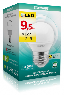 Лампа светодиодная (LED) Smartbuy-G45-9,5W/4000/E27 (Китай)
