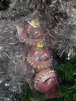 Новогоднее украшение Набор шаров 8 см 3 штуки (Китай)