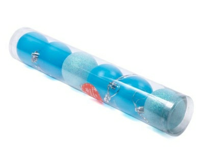 Набор шаров елочных пластмассовых голубой 6 шт. 6 см (25555482) (Китай)