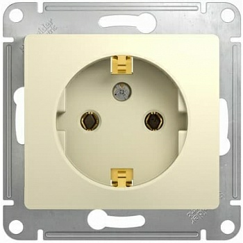 Розетка Glossa с заземлением (бежевая) (Россия)