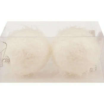 Набор новогодних шаров 10 см, 2 шт белый V5163 (Китай)