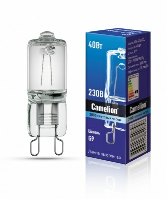 Лампа галогенная G9 40W 220V прозрачная Camelion (Россия)