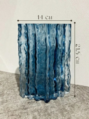 Ваза Art&Home Blue Flow 14х21,5 стекло JQY359 (Китай)