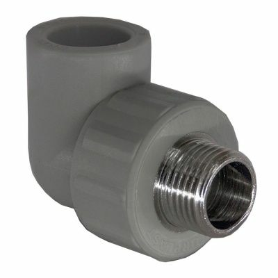 Угольник ПП с наружней резьбой d20х1/2" серый
