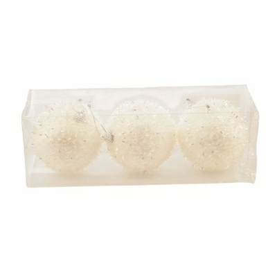 Набор новогодних шаров Ausini 8 см, 3 шт, белый V5024 (Китай)