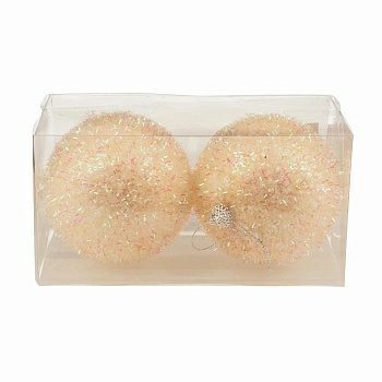 Набор новогодних шаров  10 см, 2 шт белый V5026 (Китай)