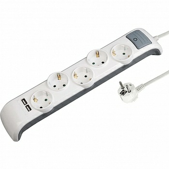 Удлинитель 5 розеточный +2USB кабель ПВС 3Х1,0 мм2 2м (Латвия)