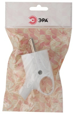 Вилка ЭРА угловая с заземлением и кольцом Vx4-W 16A белая 24/480/5760 (Китай)