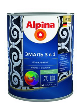 Грунт-эмаль алкидная Alpina быстросохнущая по ржавчине База 1 шелковисто-матовая 0,75л в Борисове