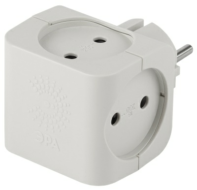 Разветвитель электрический тройник ЭРА SP-4-W Тройник 4 гнезда без заземления белый (Россия)