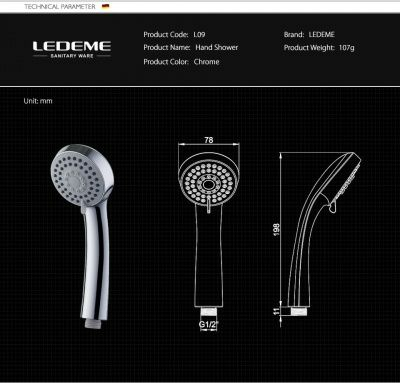 Душевая лейка (3 режима) Ledeme L09 (Россия) Душевая лейка (3 режима) Ledeme L09 (Россия)