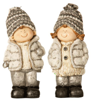 Декоративная статуэтка из керамики "Мальчик/девочка в зимнем наряде" 40 см. 1988 (Польша)