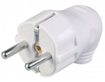Вилка разборная угловая  ВПу11-01-Ст с заземляющим контактом белая (Китай)