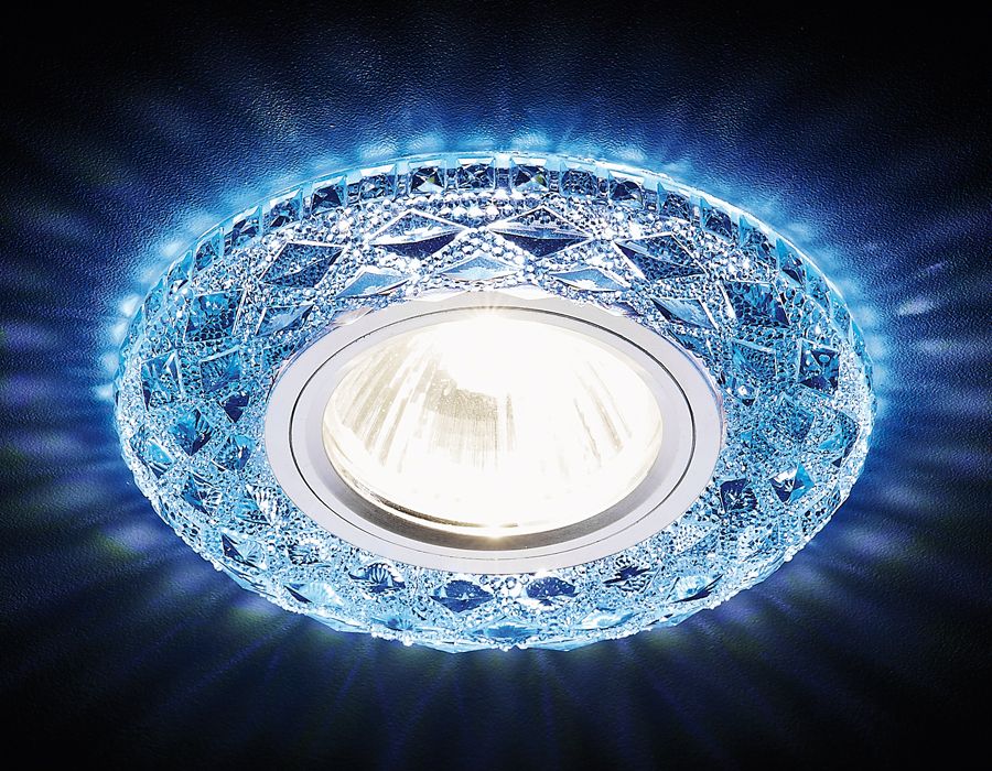 Точечный S288 BL хром/сапфир хрусталь/MR16+3W(LED WHITE) (Китай)