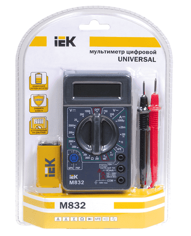 Мультиметр цифровой Universal M832 IEK (Россия)
