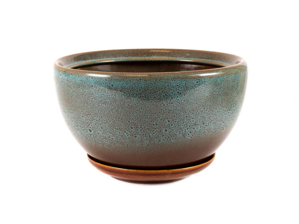 Горшок для цветов керамический "Камелия" голубой люкс 16*9 см (Россия)