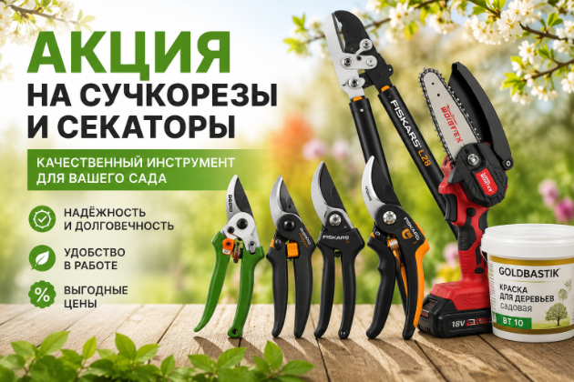 Акция на секаторы, сучкорезы и садовый инструмент