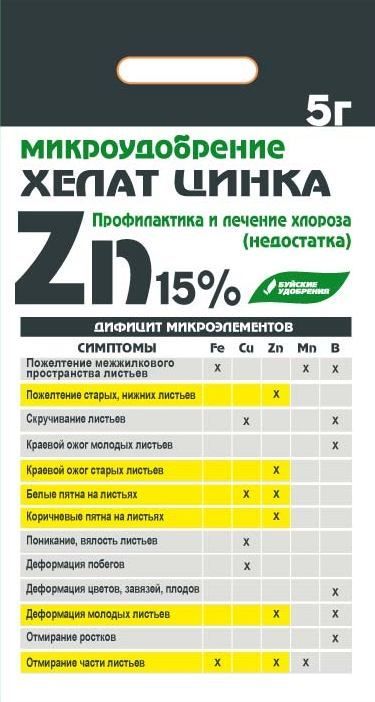 Удобрение БХЗ Хелат цинка Zn 15% 5г (Россия)