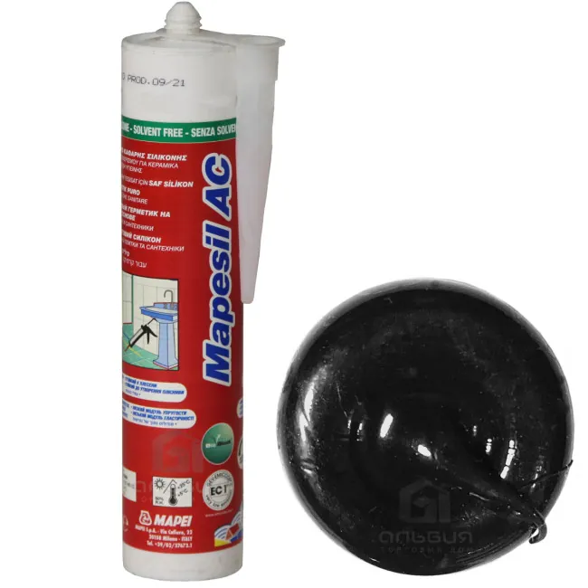 Герметик силиконовый MAPEI Mapesil AC№120 черный 310 мл (Италия)