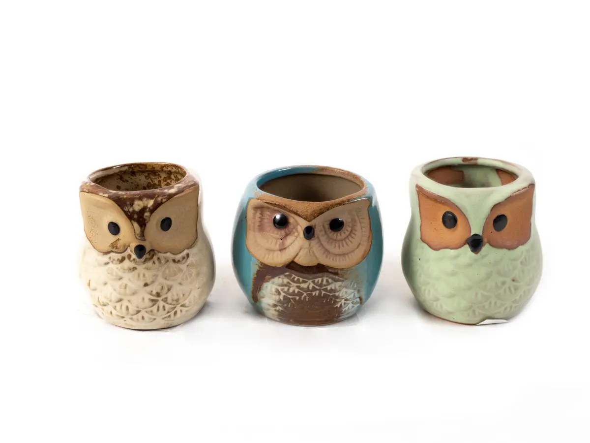 Кашпо керамическое "Сова" 6*6*6,5 см (Россия)