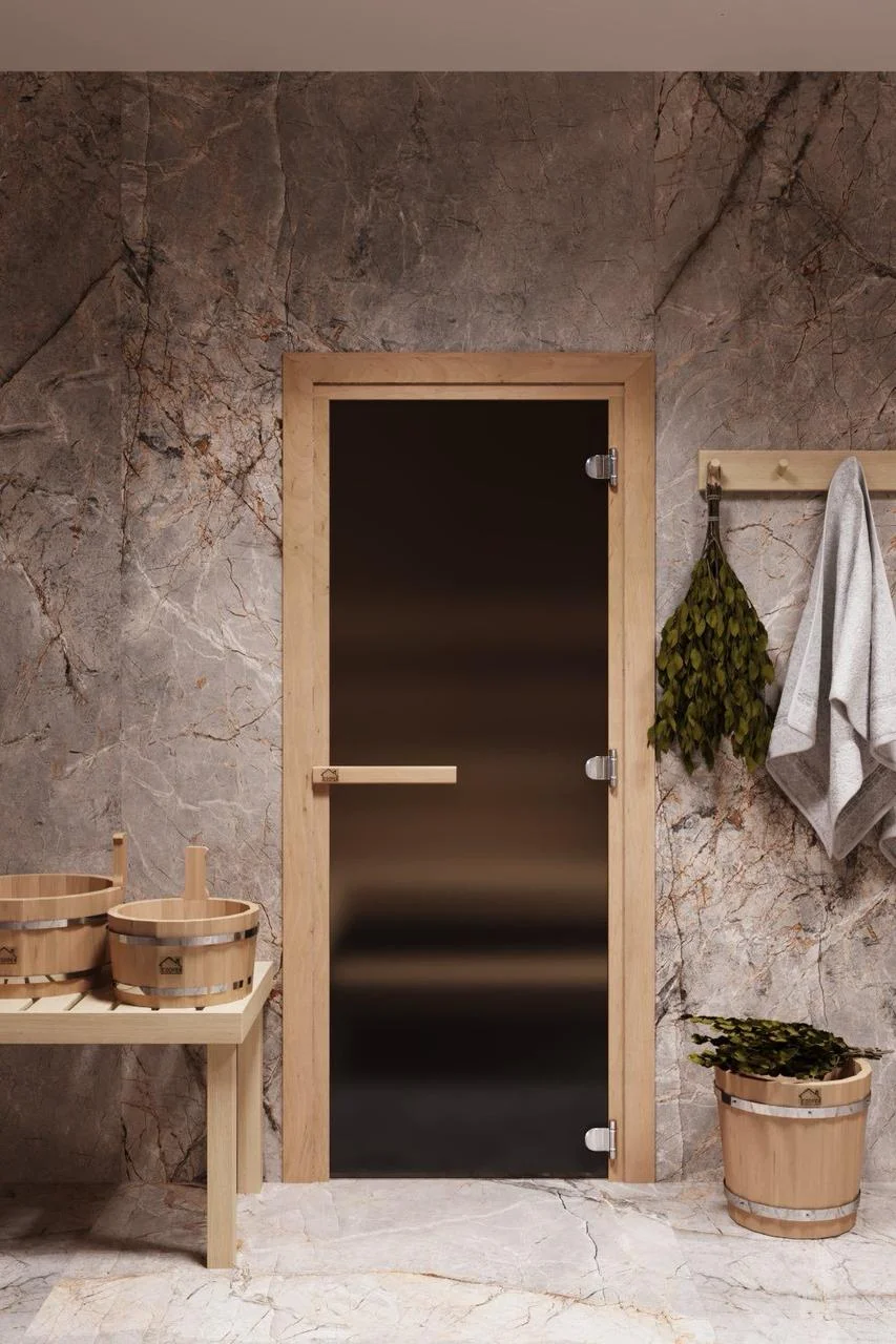 Дверь стеклянная для бани 190х70 бронза матовая (Россия)