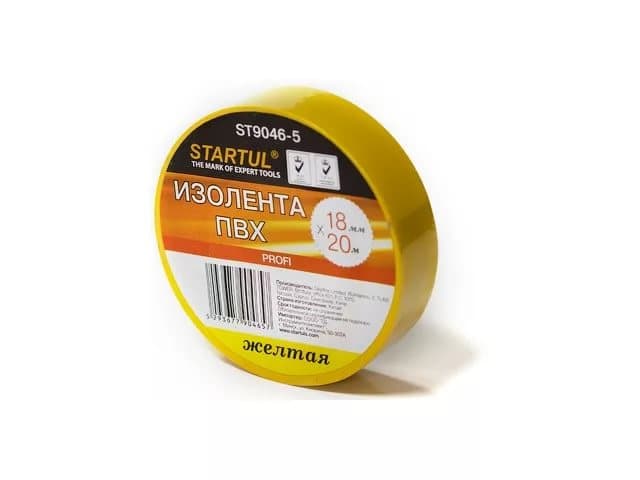 Изолента ПВХ STARTUL PROFI 18мм/20м желтая (Китай)