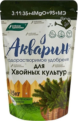 Водорастворимое удобрение Акварин для Хвойных культур 0,5кг ДОЙ-ПАК (Россия)