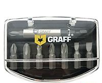 Набор из 8 бит для шуруповерта GRAFF c магнитным держателем, (Тайвань)