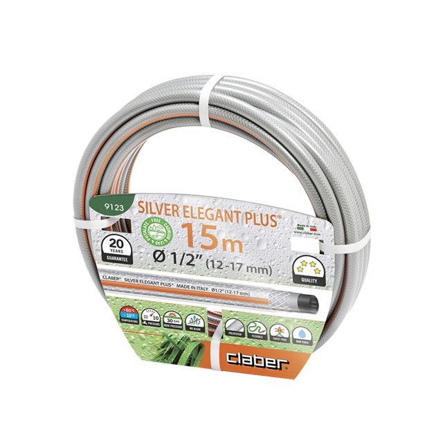 Шланг поливочный Claber Silver Elegant Plus 1/2'' (12-17MM) 15 м (Италия)
