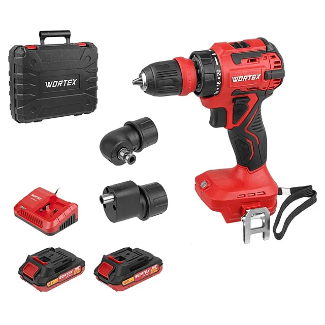 Аккумумяторная дрель-шуруповерт WORTEX BD 2025 LiSET в чемодане ALL1 XLT бесщеточная 18В 55Н*м 2х2А*ч + 2 насадки (Китай) 