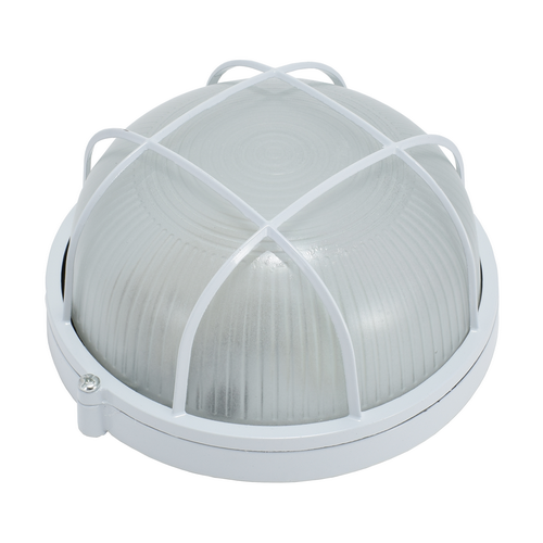 Светильник НПП 6001S (HPL001S) 60W/220V IP54, круг c решеткой белый (Китай)