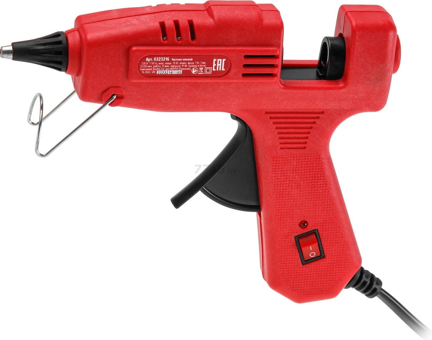 Пистолет клеевой WORTEX LX GG 0710-3 в блистере 20 Вт (Китай)