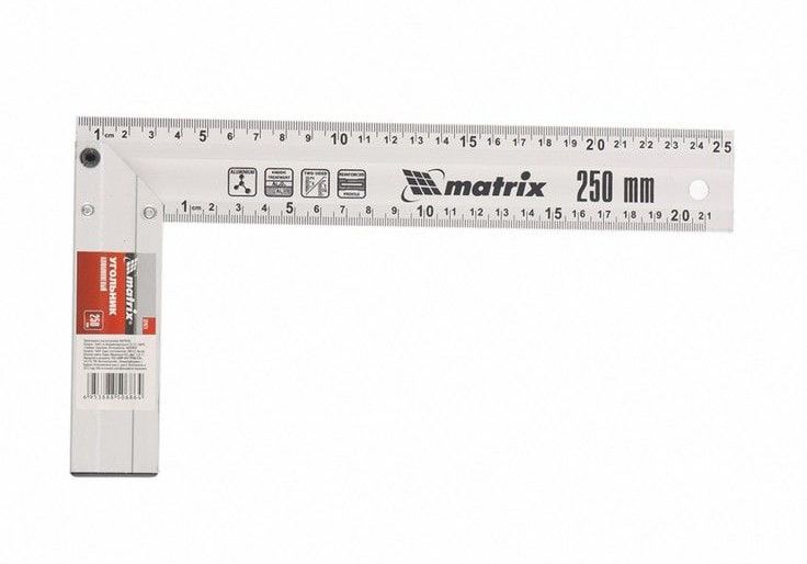Угольник 250мм, алюминиевый литой MATRIX 32471 (Россия)