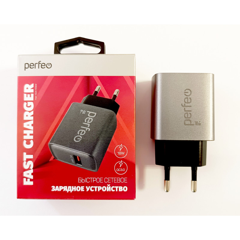 Сетевое зарядное устройство PERFEO с разъемом USB (Китай)