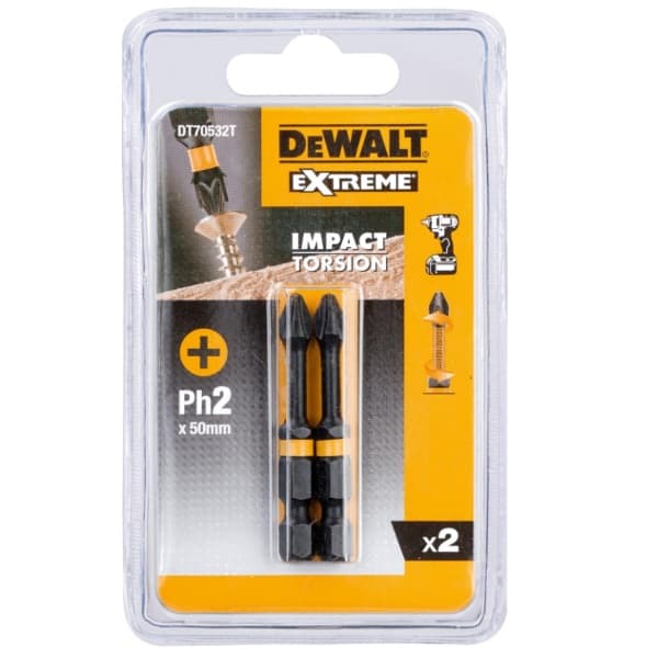 Биты ударные DeWALT DT70532T-QZ IMPACT TORSION PH2 2 предмета (Китай)