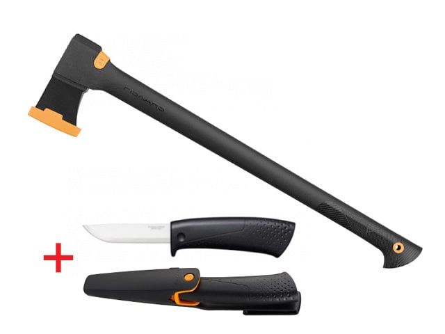 Топор универсальный FISKARS Solid, средний + Нож с точилкой FISKARS (Финляндия)