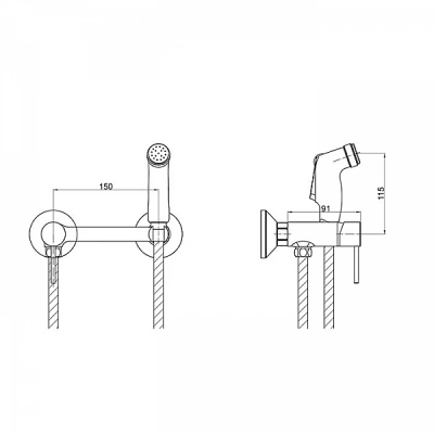 Смеситель с гигиеническим душем из Латуни ø25 РМС-Л1-5(Россия)