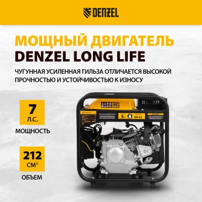 Инверторный генератор GT-3500iF 3,5 кВт открытый корпус ручной старт Denzel (Китай)