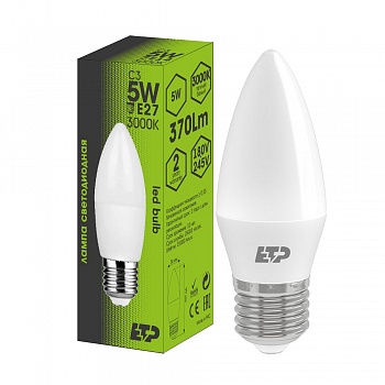 Лампа светодиодная C3 5W 3000К E27 ETP (Китай)