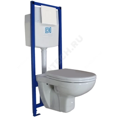 Подвесной унитаз + инсталляция + сиденье п/пропилен + панель белая ПЭК Santeri Альфа (Россия)