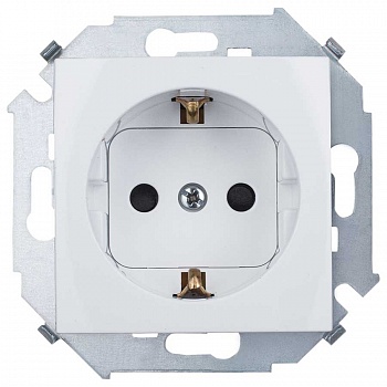 Розетка 2Р+Е Schuko со шторками 16А 250В винтовой зажим белый (Россия)