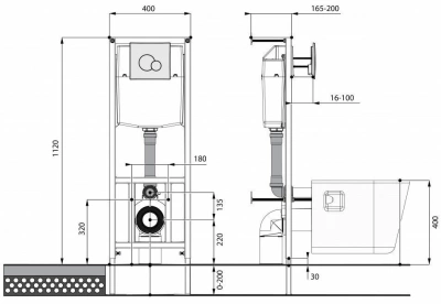 Подвесной унитаз + инсталляция + сиденье п/пропилен + панель белая ПЭК Santeri Альфа (Россия)