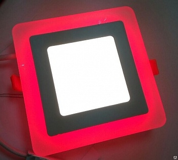 Светильник светодиодный с декоративной подсветкой квадратный, 6+3W, красный (10256) (Сербия)