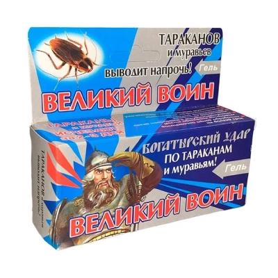 Средство инсектицидное Великий Воин Гель для борьбы с тараканами домашними и садовыми муравьями 45 г (Россия)