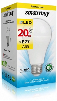 Лампа светодиодная (LED) Smartbuy-A65-20W/3000/E27 (Китай)