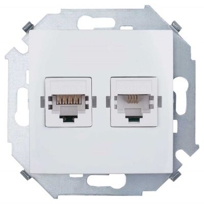 Розетка телефонная/компьютерная RJ11+RJ45 белый (Россия)