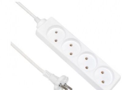 Удлинитель 10А/2,2кВт ПВС 2*0,75 POWERMAN белый (Китай)