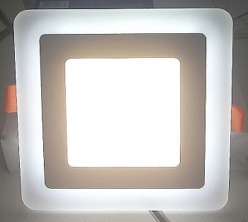 Светильник светодиодный с декоративной подсветкой квадратный, 6+3W, белый (10268) (Сербия)