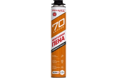 Пена монтажная REALIST PRO Orange летняя 70л 870мл (Россия)
